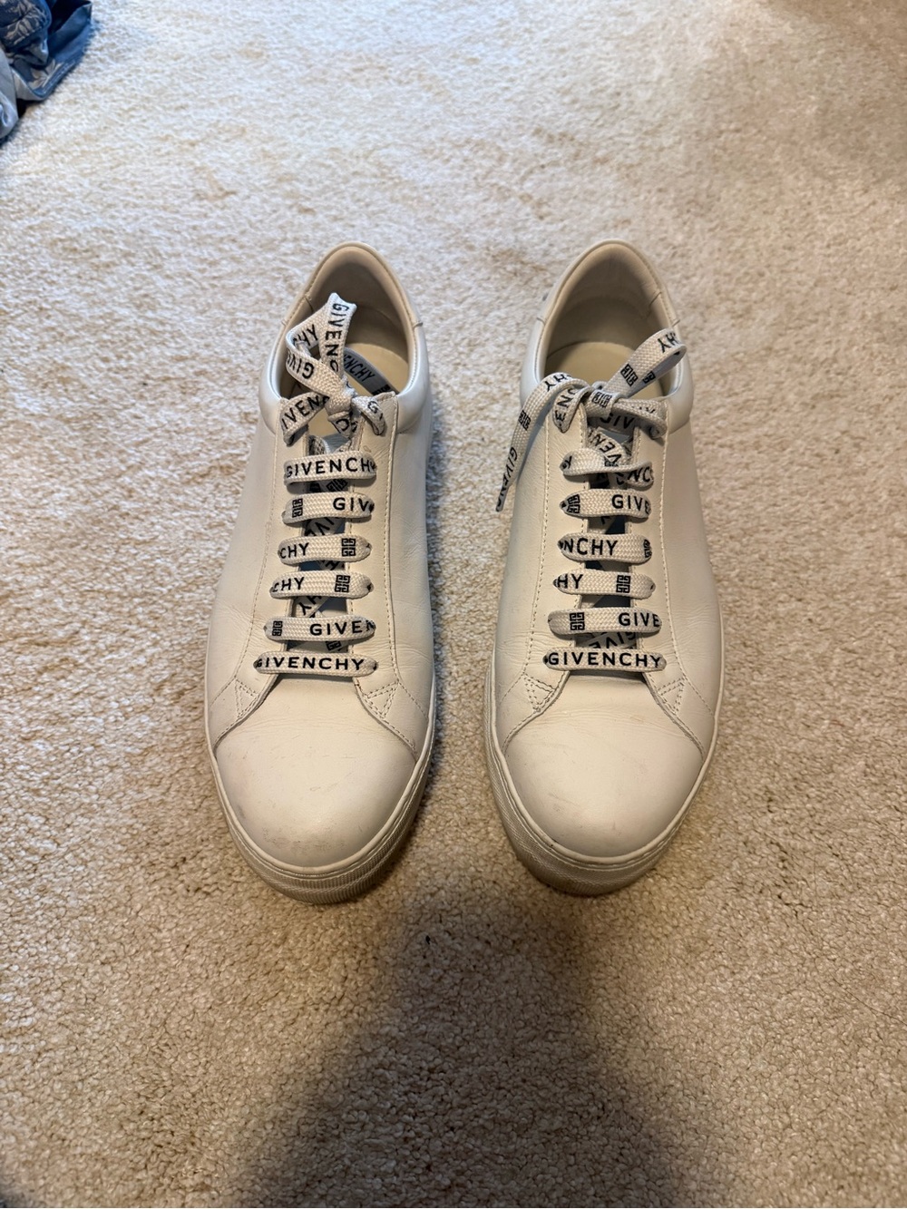 Givenchy White Leather Sneakers with Logo Ribbon Laces